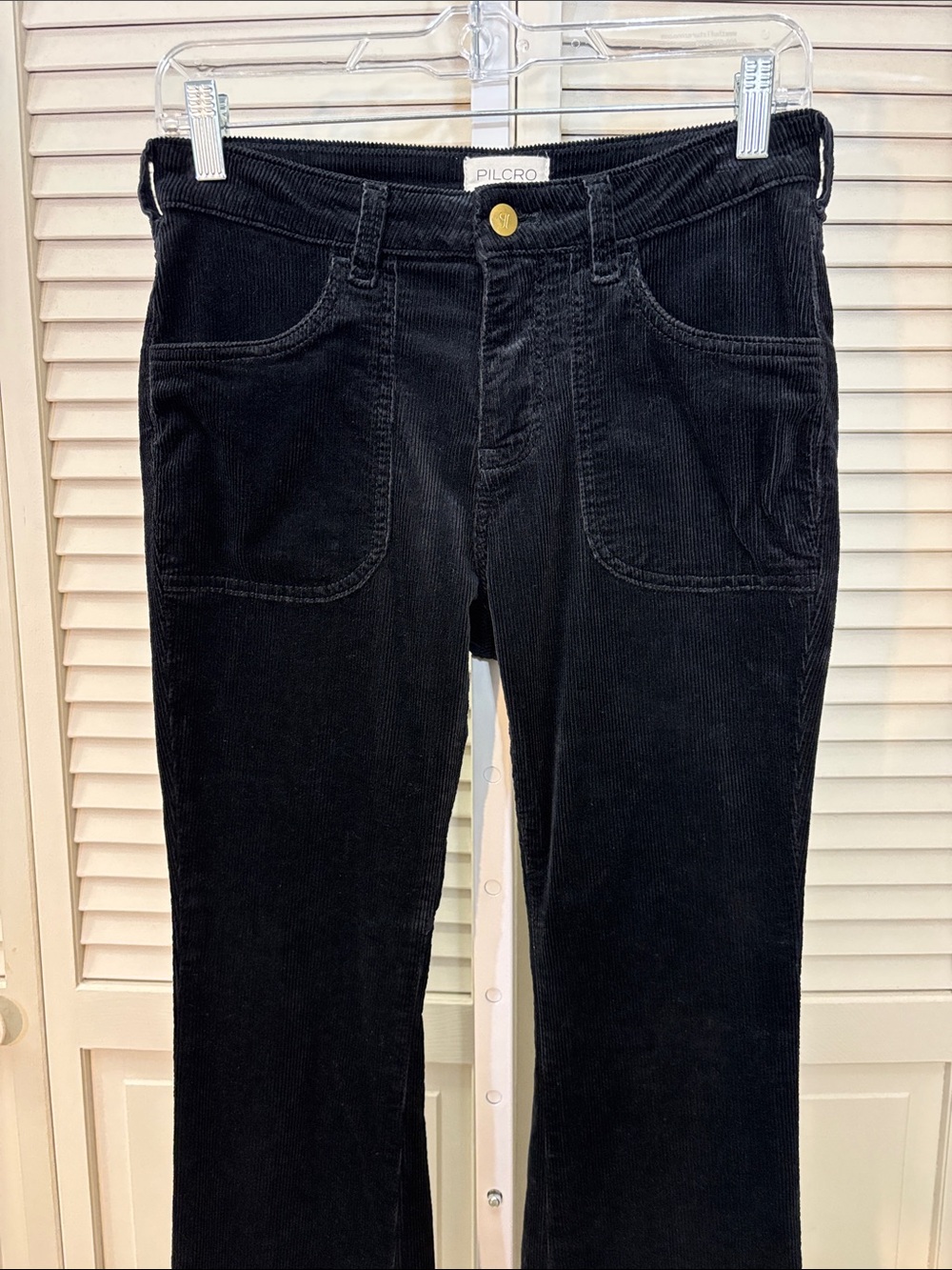 Anthropologie Pilcro Icon Low-Rise Corduroy Chop Pocket Flare Jeans Size 26 - Picture 8 of 16